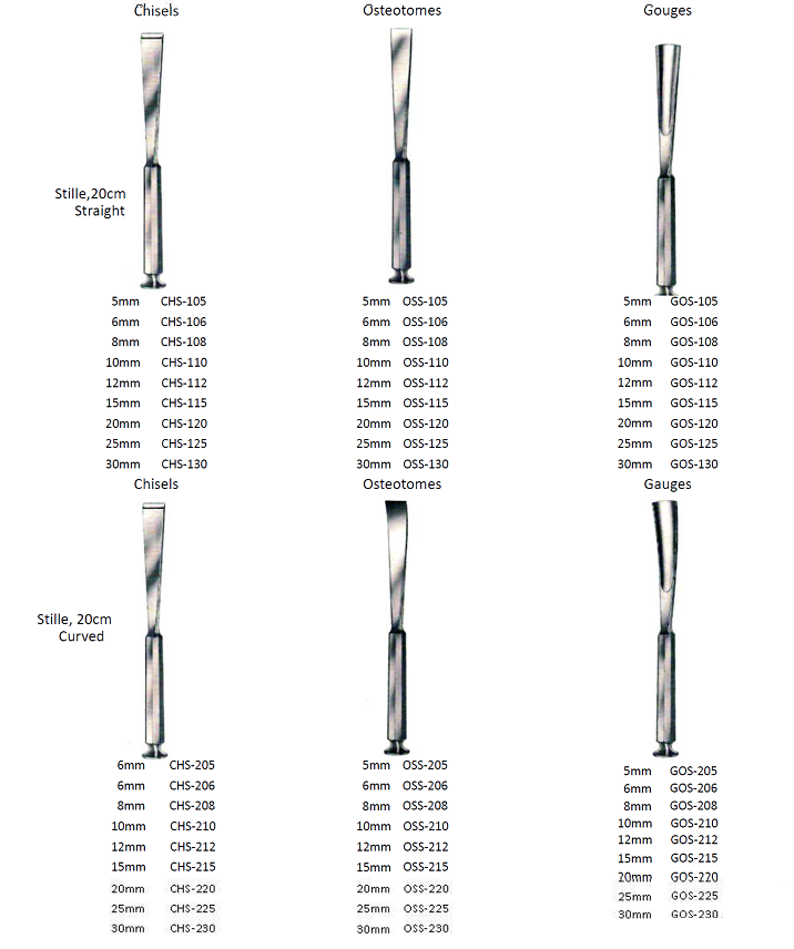 bone chisels gouges osteotomes